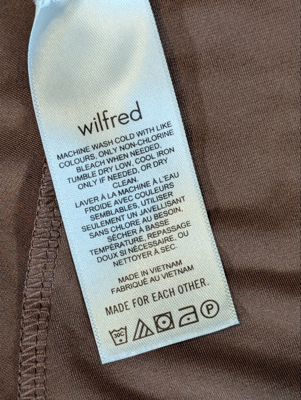 Wilfred Aritzia Nuage Dress Brown Long Sleeve Asymmetrical Midi Size Large - Picture 12 of 15